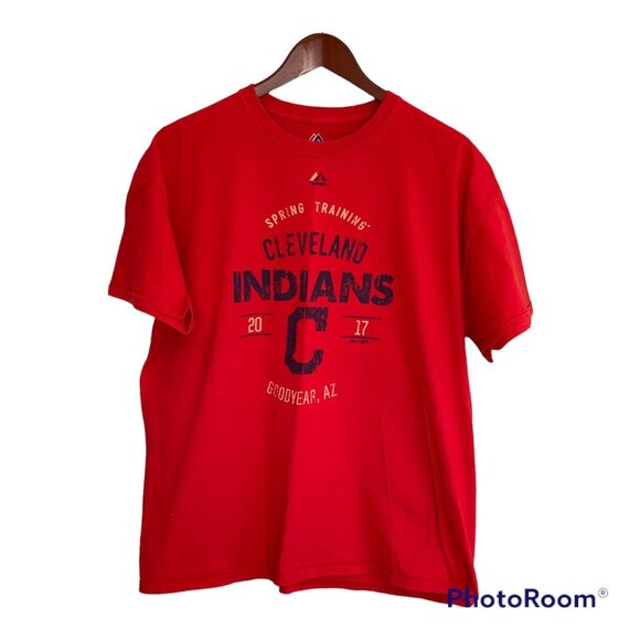 Cleveland Indians Red S/S T-Shirt Mens Size XL MLB Spring Training 2017 Majestic - Picture 7 of 10